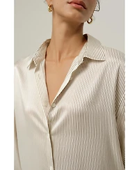 Lilysilk Women's Silk Charmeuse Pinstripe Shirt
