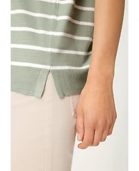 Olsen Women's Striped Short Sleeve Sweater
