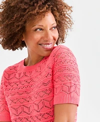 Style & Co Petite Short-Sleeve Crewneck Sweater, Macy's Exclusive