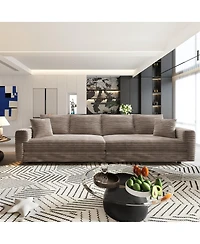 Streamdale Furniture Plush Corduroy 4-Seat Sofa, Modern Comfy Upholstered Cloud Couch with Pillows & Ottomans