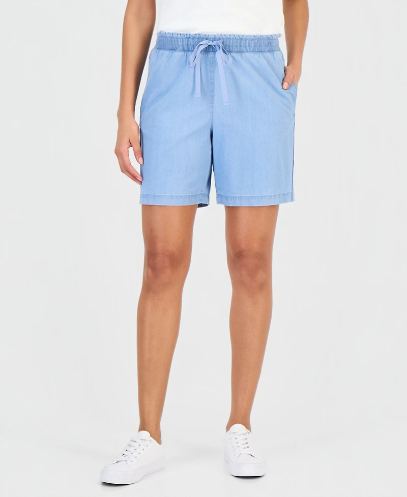 Style & Co Women's High Rise Pull-On Chambray Shorts, Macy's Exclusive