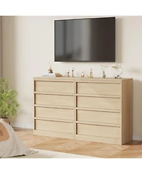 gaomon 4-Drawer Dresser for Bedroom, Natural Oak Wooden Nightstand Chest with Large Storage, Beige