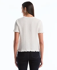 Rafaella Petite Puckered Ruffle Short-Sleeve Top