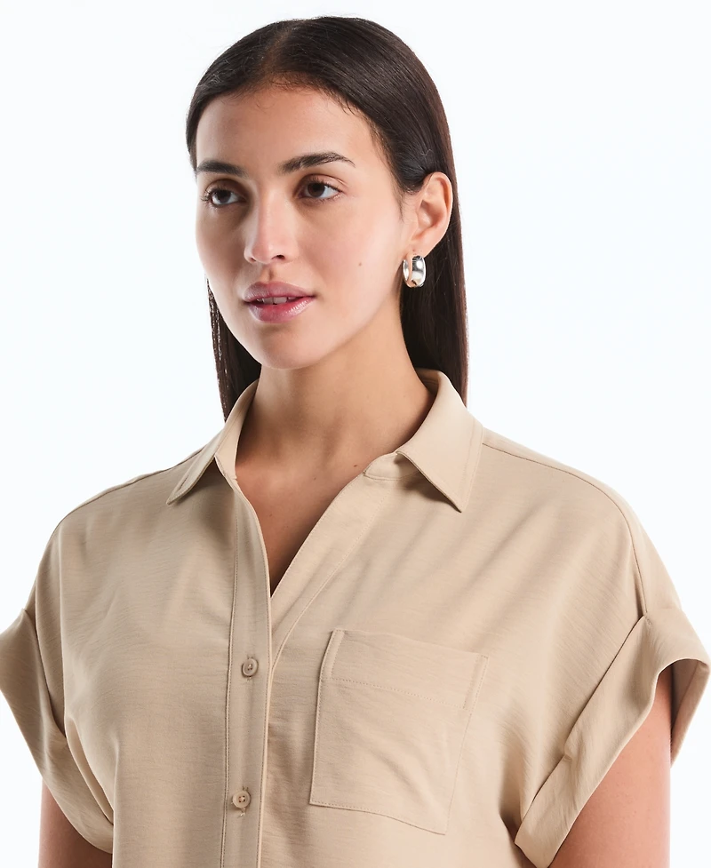 Rafaella Petite Roll Short-Sleeve Shirt