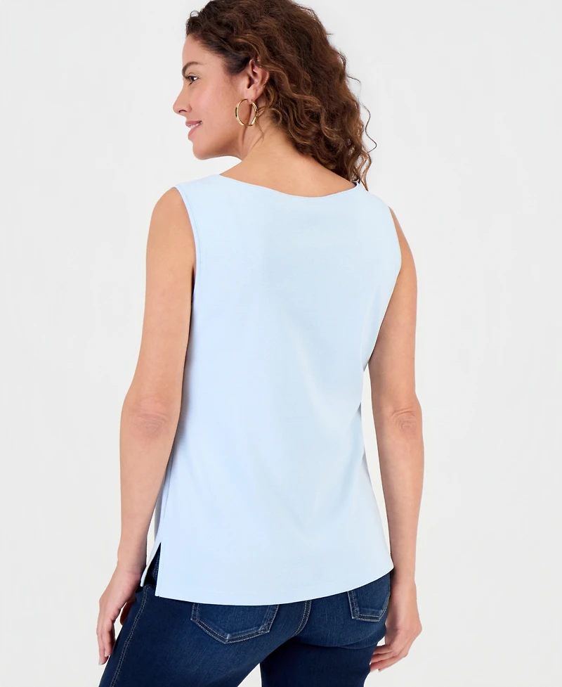 Style & Co Petite Sleeveless Boat-Neck Tank Top, Created for Macy's