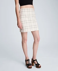 Kenneth Cole Women's Windowpane Plaid Mini Skirt