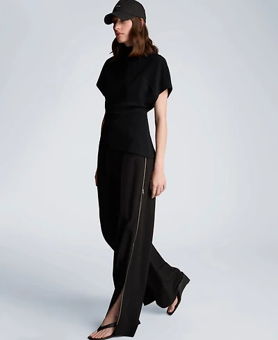 Kenneth Cole Women's Asymmetrical Hem Mock Neck T-Shirt