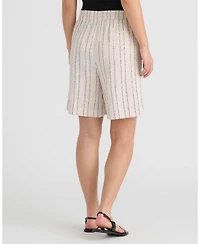 Nvlt Women's Pull-On Bermuda Short w Sequin Stripe