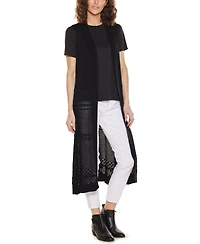 Belldini Women's Pointelle Sleeveless Duster Cardigan Sweater