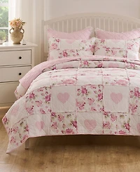 Greenland Home Fashions Veronica's Hearts Shabby Chic 3-Pc. Quilt Set, King/California King