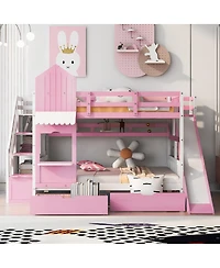 Streamdale Furniture Full-Over-Full Castle Bunk Bed w/ Drawers