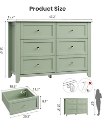 gaomon 6-Drawer Dresser for Bedroom, Large Wooden Chest with Deep Drawers and Metal Knobs for Entryway
