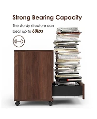 Rainsken 3-Drawer Vertical Filing Cabinet, Wood Mobile File Cabinet, Storage Cabinet with Wheels, Under Desk for Home Office