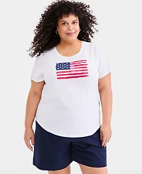 Style & Co Plus Perfect Short-Sleeve Open-Crewneck T-Shirt
