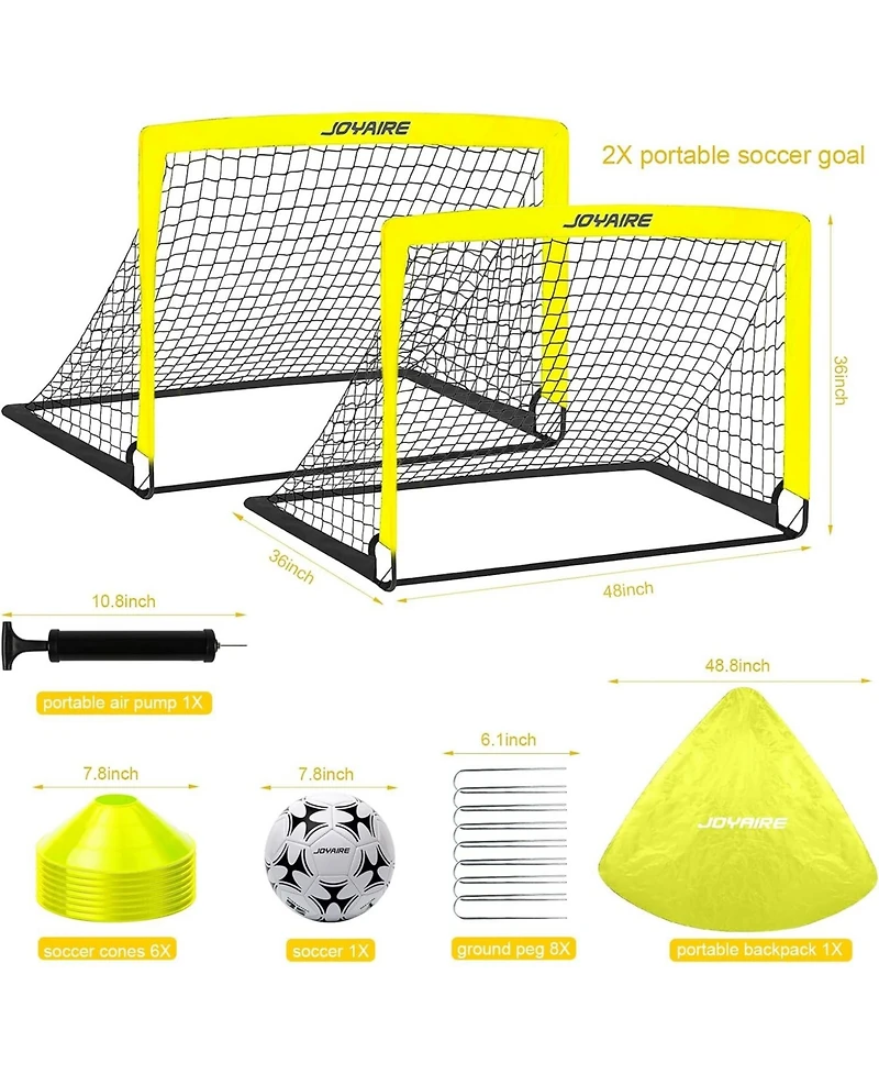 Joyaire Pro-Grade 4x3ft Pop-Up Soccer Goal for Kids – Durable 5-Layer Tear-Resistant Net & 10mm Poles, Portable Training Set with Size 4 Ball