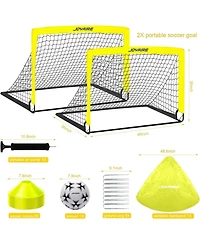 Joyaire Pro-Grade 4x3ft Pop-Up Soccer Goal for Kids – Durable 5-Layer Tear-Resistant Net & 10mm Poles, Portable Training Set with Size 4 Ball