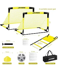 Joyaire 2 Set Pro-Grade Kids Backyard Soccer Goal, Tear-Resistant 5-Layer Polyester Net, Portable Pop Up Training Set