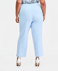 Anne Klein Plus Size Pull-On Straight-Leg Ankle Pants