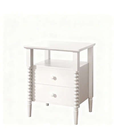 Yigii French Rustic Nightstand with Charging, Storage & Multi-Functional Use