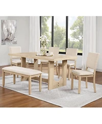 Streamdale Furniture 6-Piece Dining Table Set with Bench Upholstered Chairs
