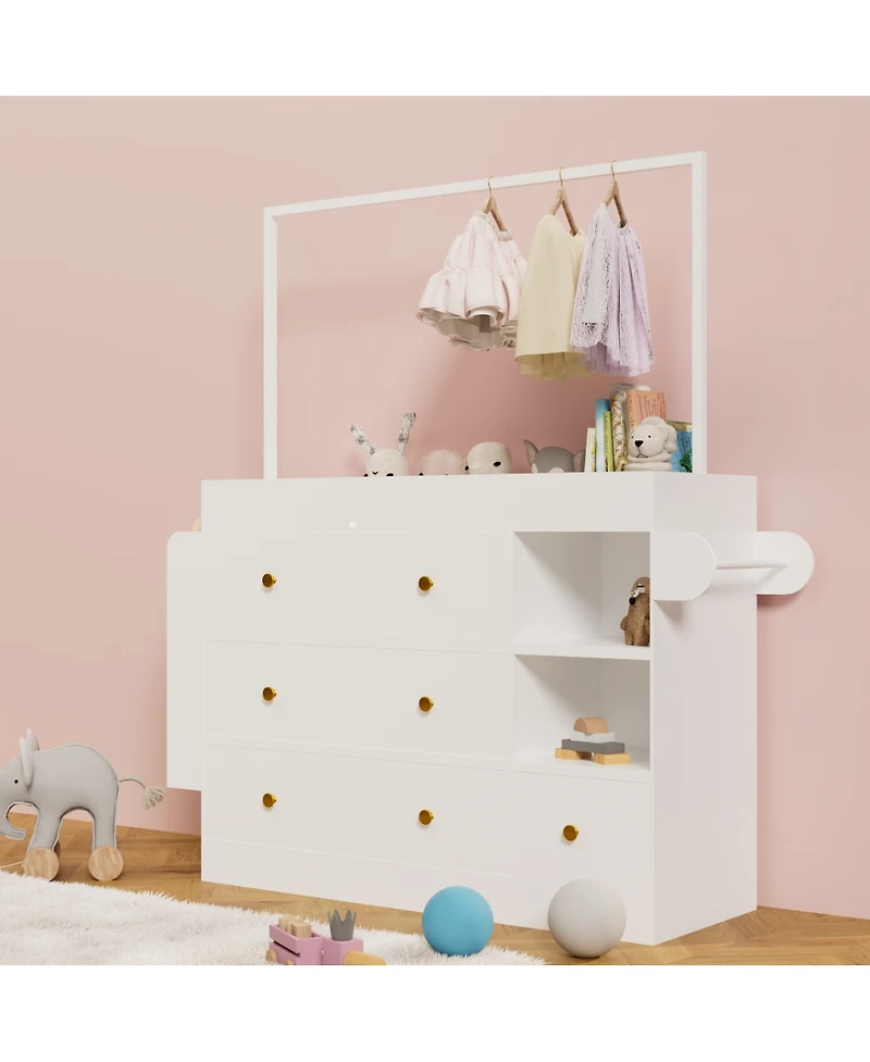 Streamdale Furniture Modern Baby Dressing Table with 3 Drawers & Storage
