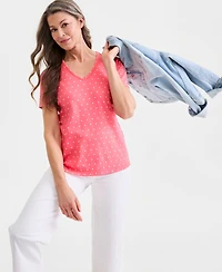 Style & Co Women's Printed Short-Sleeve V-Neck Top, Macy's Exclusive