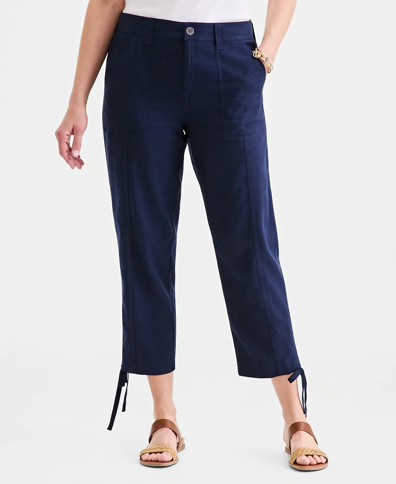 Style & Co Women's Tie-Hem Linen-Blend Pants, Macy's Exclusive