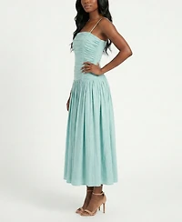 Taylor Women's Shirred Drop Waist Square Neck Dress