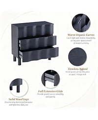 Yigii Modern 3 Drawer Dresser with Wave Design for Bedroom