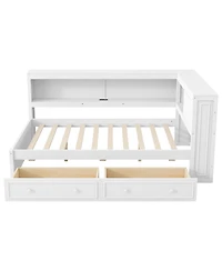 Streamdale Furniture Streamdale Full Size Wood Daybed with Storage Shelves, Usb, Led, and 2 Drawers