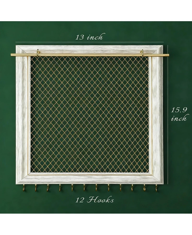 Yigii Vintage Wall Earring Wall Rack with 12 Hooks & Removable Rod