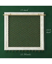 Yigii Vintage Wall Earring Wall Rack with 12 Hooks & Removable Rod