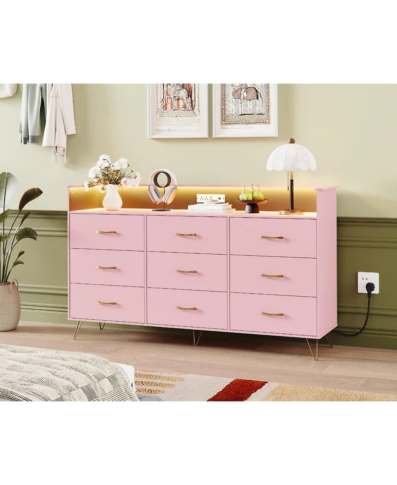gaomon 9-Drawer Modern Dresser, Large Wooden Storage Chest