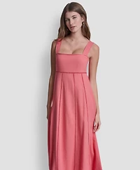 Dkny Jeans Women's Seamed Linen-Blend Tank Square Neck Dress