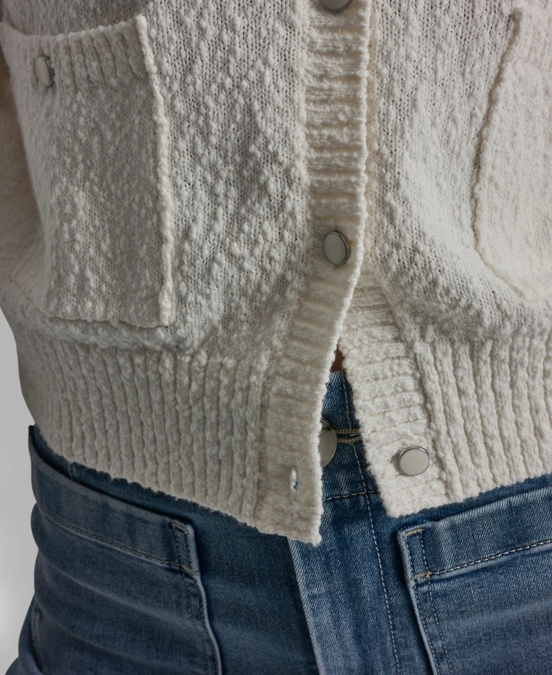 Dkny Jeans Women's Crewneck Front-Enamel Button Cardigan