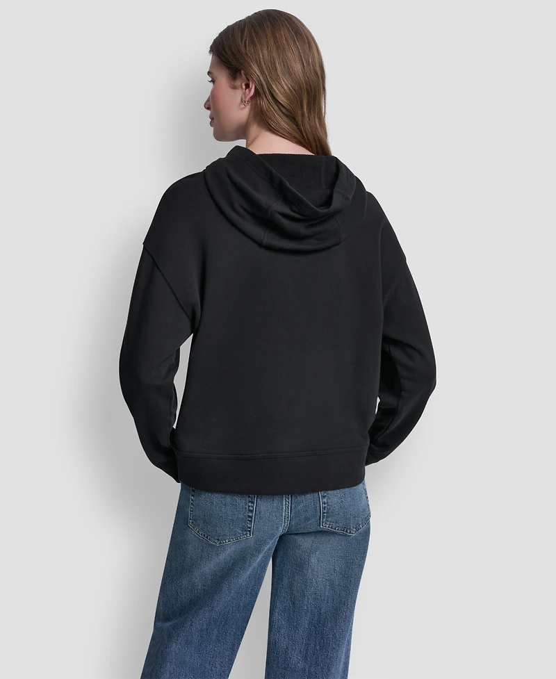 Dkny Jeans Women's Stacked Rhinestone Foil Logo Hoodie