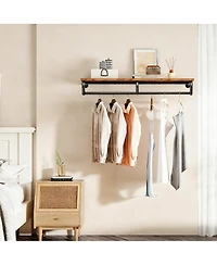 Yigii Wall Mounted 2-in-1 Clothes Rack with Top Shelf for Keys & Clothes