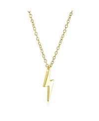 Bling Jewelry Minimalist Geometric Lightning Bolt Pendant Necklace Cz Accent Gold Plated Sterling Silver