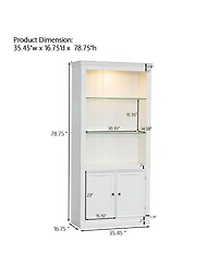 Streamdale Furniture Farmhouse 4-Tier Display Shelf with Dimmable Ceiling Light & Storage