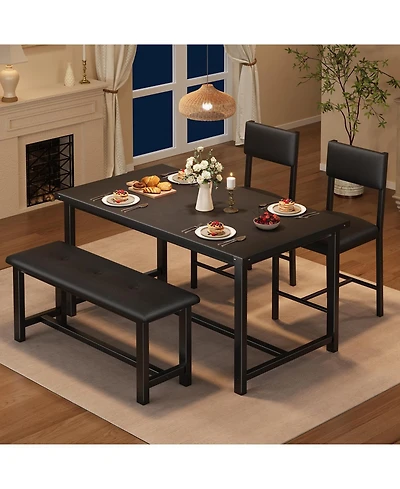 gaomon Dining Table Set for 4 Kitchen Table with 2 Upholstered Chairs and Bench Wood Kitchen Dining Room Set for Small Space Apartment Home Kitchen