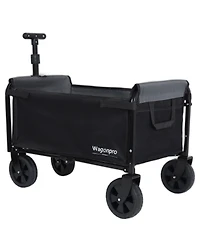 Rainsken Collapsible Wagon Cart - Heavy Duty Utility Cart with Bench Seat, Storage Compartment and Included Dog Tether for Groceries
