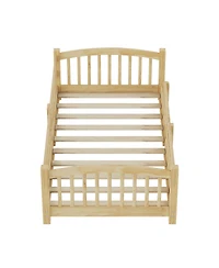 Streamdale Furniture Twin Montessori Floor Bed with Slats, Guardrails, and Fence