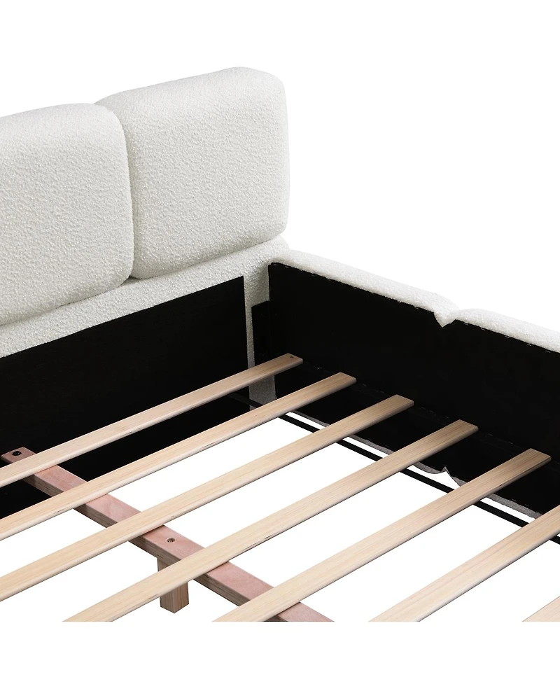 Streamdale Furniture King Size Boucle Platform Bed with Thick Headboard and Footboard