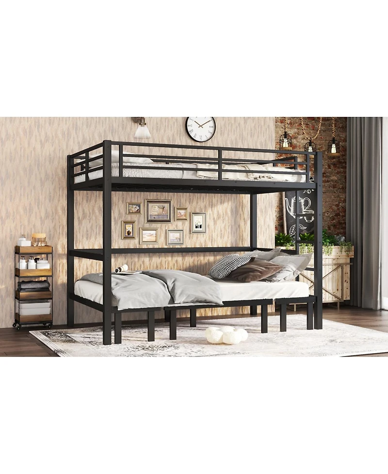 Streamdale Furniture Twin Xl over Twin Xl pull-out Metal Bunk Bed with safety rails