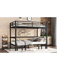 Streamdale Furniture Twin Xl over Twin Xl pull-out Metal Bunk Bed with safety rails