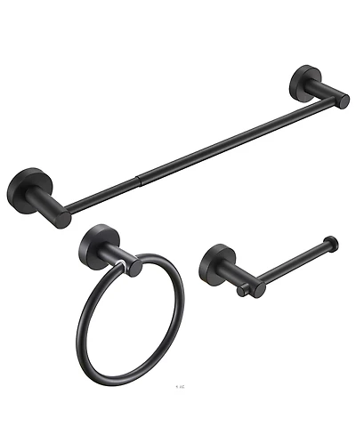 Rainsken Adjustable Bathroom Accessories Set, 3-Piece Towel Bar Set, Thicken Space Aluminum Bathroom Hardware Set