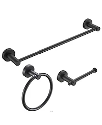 Rainsken Adjustable Bathroom Accessories Set, 3-Piece Towel Bar Set, Thicken Space Aluminum Bathroom Hardware Set