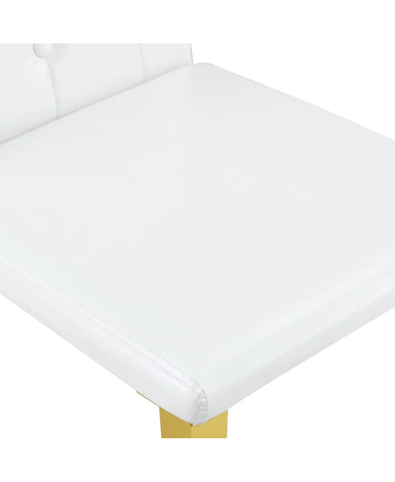 Streamdale Furniture Streamdale 2-pack white Pu ergonomic dining chairs with metal legs