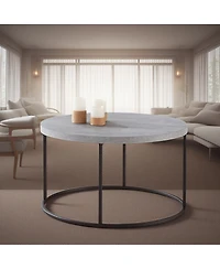 Streamdale Furniture 31.5" Round Coffee Table, Modern Industrial Concrete Center Table
