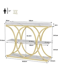 Gaomon 39 Narrow Console Tables for Entryway, Industrial 3-Tier Sofa Table with Round Metal Base and Storage Shelves Living Room, Hallway, Foyer